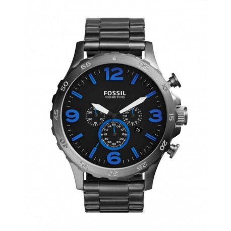 Nate Chronograph Black & Blue Stainless Steel Watch  Relojes hombre fossil,  Reloj de pulsera, Reloj fósil